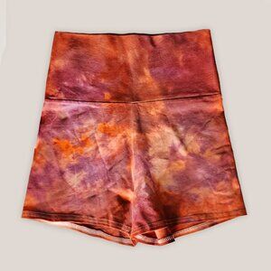 NWT Elenya Tie Dye Yoga Shorts Red Orange Cotton Hot Pants Wide Waistband